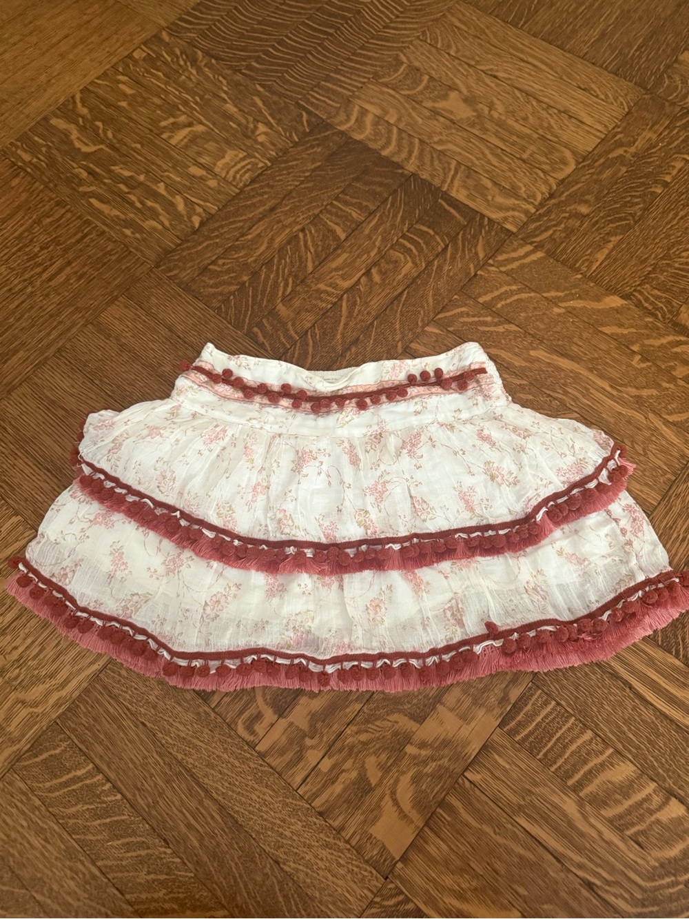 Poupette St. Barth White Mini Skirt with Rose Trim